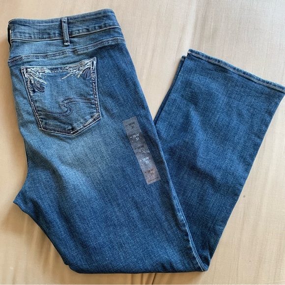 Silver Jeans Elyse Slim Boot Women’s 18W x 31 Blue Stretch Denim Bootcut NWOT - Picture 1 of 16